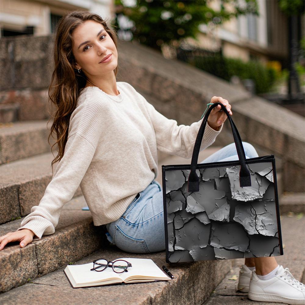 Crack Print Tote Bag Fashion Casual Large Capacity Women's Daily Commuting Shopping Shoulder Handbag
