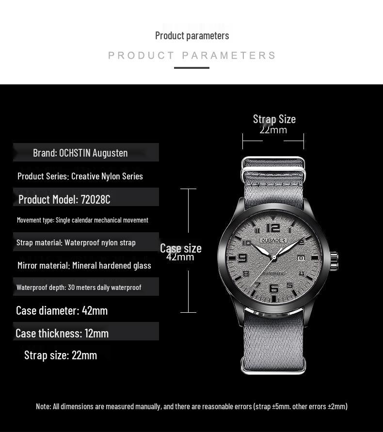 OCHSTIN Swiss Automatic Mechanical Watch - Trendy, Large Dial Fashion Business Wristwatch