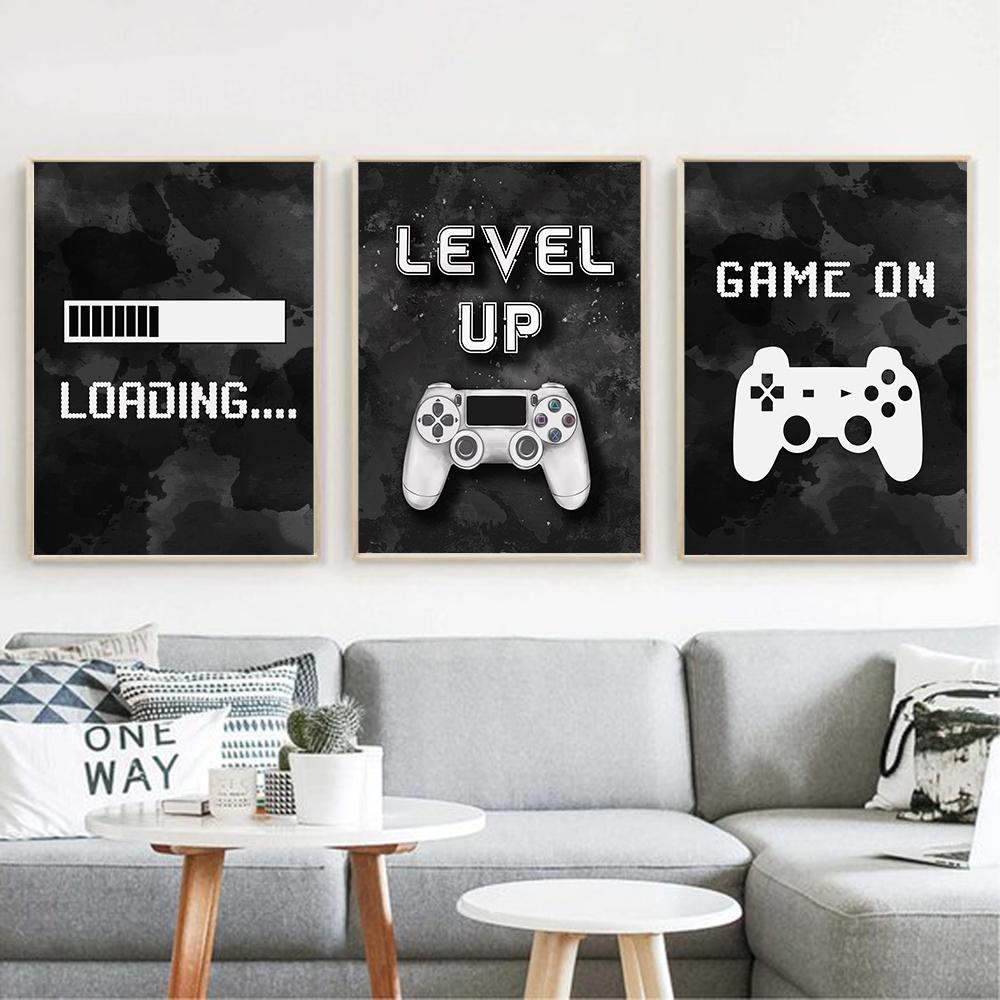 Video-Gaming-Zimmer-Poster, abstrakte Heimdekoration, Leinwandgemälde, lustiges Partyspiel, Wandkunst, Bilder für Jungen, Kinderzimmer, Dekoration