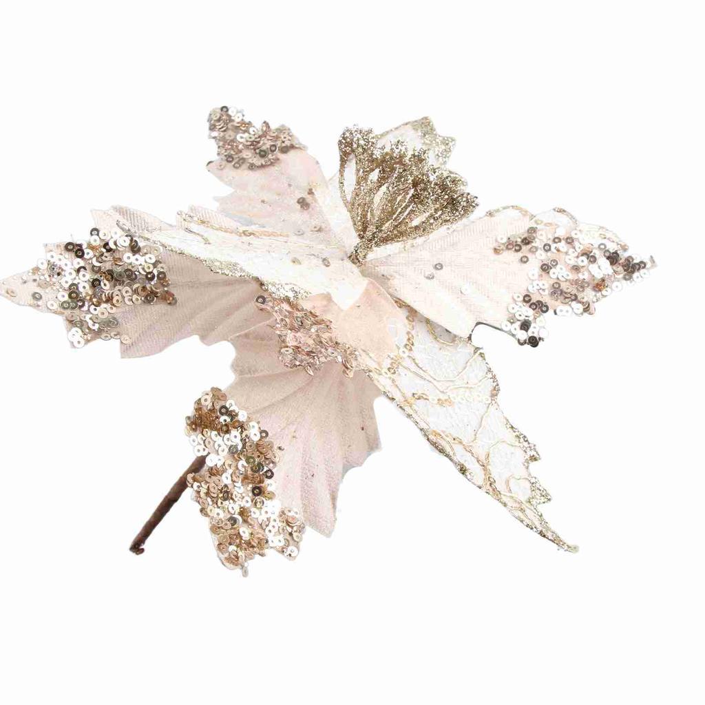 Glitter Flower Decor Simulated Xmas Tree Flower for Holiday Party Height 25cm Diameter 20cm