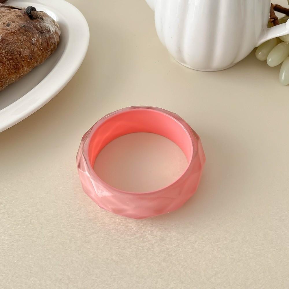 Bohemian Colorful Resin Bangle Transparent Geometric Pearly Bracelet Dopamine Jewelry Accessories Wide Chunky Hand Ring Girls