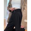 Versatile Gray High-Waist Loose Wide-Leg Suit Pants