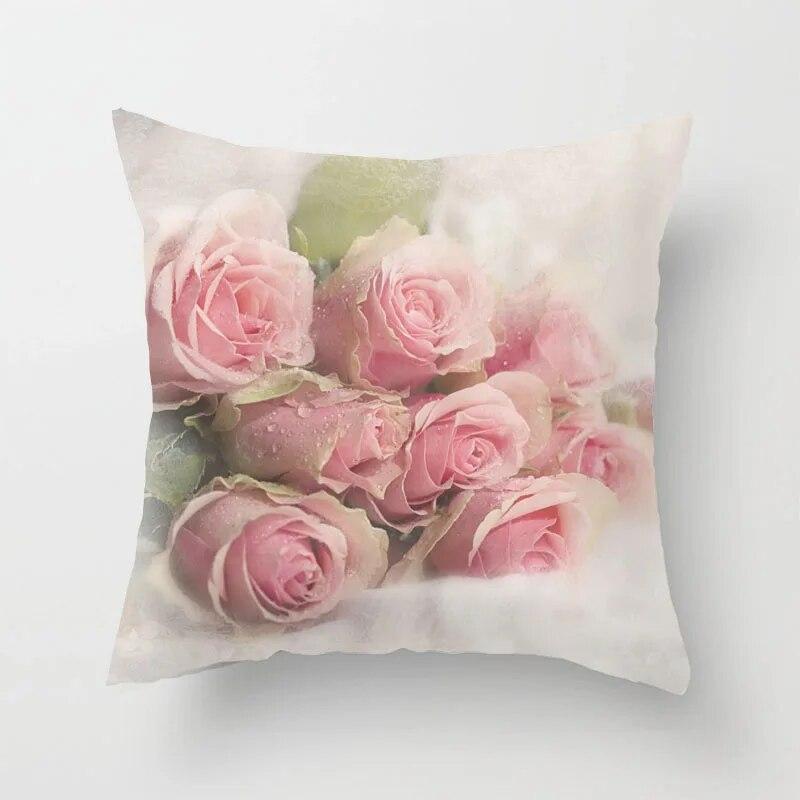 Pink Rose Sofa Pillowcase Cushion Cover     Bed Home Living Room Car Office