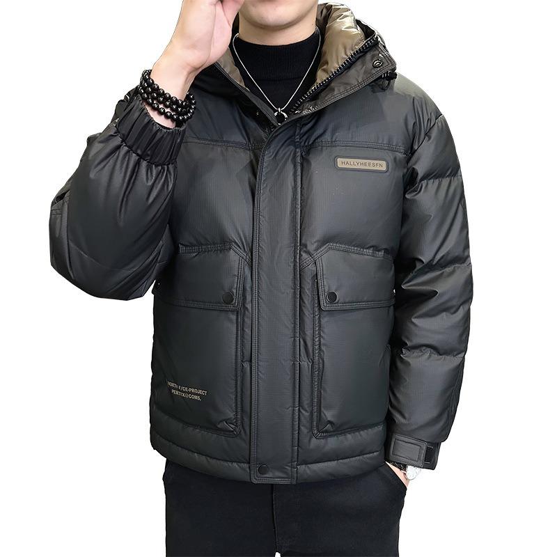 Winter new men's hooded short down jacket trendy handsome warm loose casual fashion jacket men