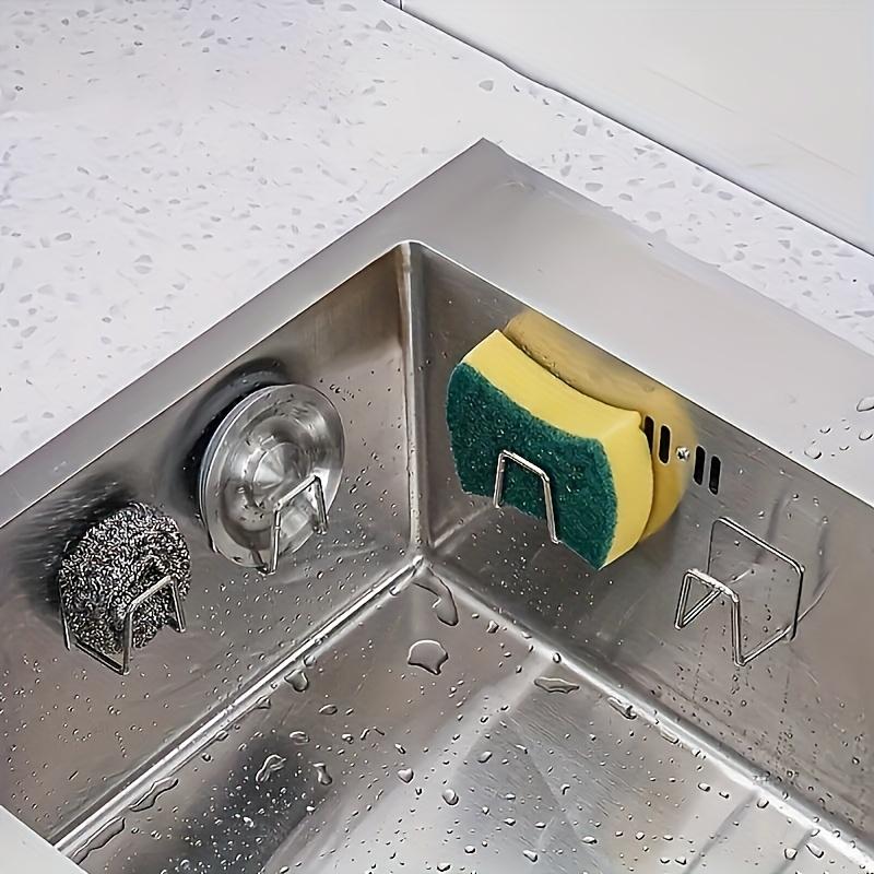 Spülbeckenablage aus Edelstahl zur Wandmontage, Schwammhalter für Küche & Bad, Robuste Haken für Spülmittel und Handtücher, Küchenspülbecken-Zubehör