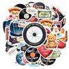 35-70pcs Retro Music Stickers Groovy Decor Diy Skateboard Luggage Guitar Laptop Car Waterproof Graffiti Decals