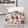 1pcs Floral Embroidered Fabric Tissue Box Decorative Desktop Tissue Organizer for Home Bedroom & Living Room
