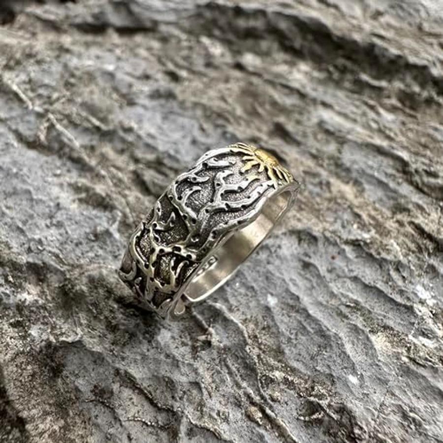 JWM Men's Rings Silver Plated Brass Ring for Men Women Adjustable Open Rings, Exquisite Packaging