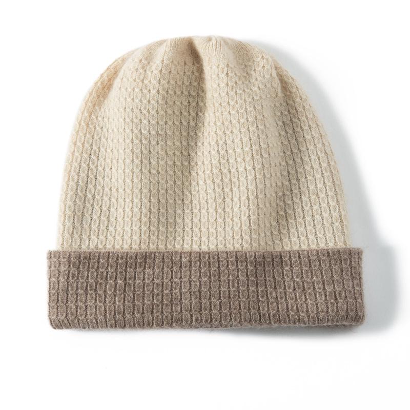 Unisex Double-Layer Cashmere Knit Hat with Ear Protection for Autumn and Winter One Size