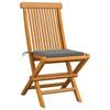 Garden Chairs - vidaXL - Solid Teak Wood - Grey Cushions - Set of 4