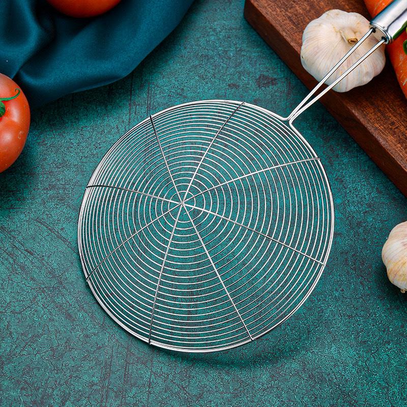 Stainless Steel Non-Magnetic Nine-Bead Handle Wire Skimmer and Ladle for Dumplings, Noodles, and Frying