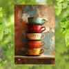 Vintage Carved Metal Coffee Cup Plaque Wall Art Decor Gift for Cafe Home