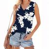 Dámský módní ležérní letní top bez rukávů s výstřihem do V a květinovým potiskem