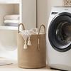 Woven Laundry Hamper Basket, Large Capacity Storage Basket for Clothes, Blankets, Underwear, Living Room Bedroom Home Organization Basket