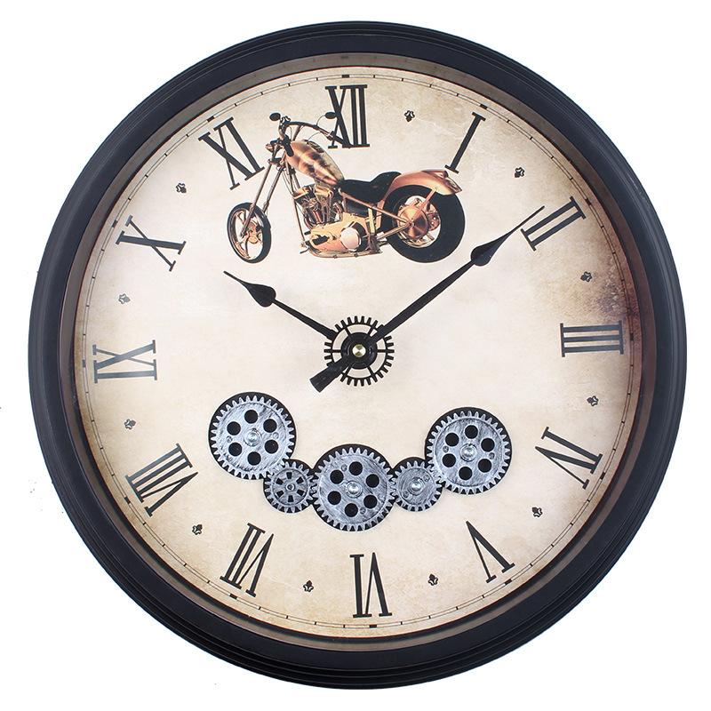 

Гигантские настенные часы 43 см для гостиной, бара, настенное украшение, механический стиль, шестеренки вращаются, часы большого размера 45CM [style] 3