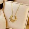 Unique Geometric Sunflower Pendant Necklace - Stylish, Versatile, and Fashionable