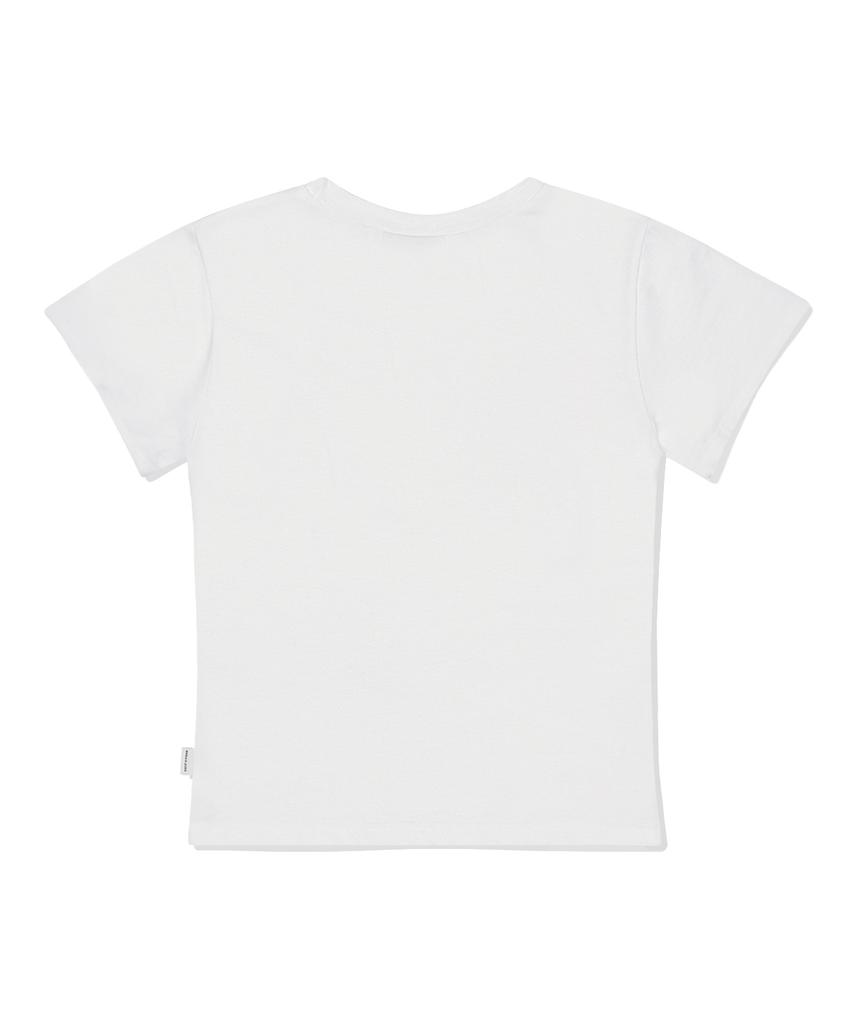 PAGESIISII Mosaic Butterfly Print Slim Fit Short Sleeve T-Shirt Ivory
