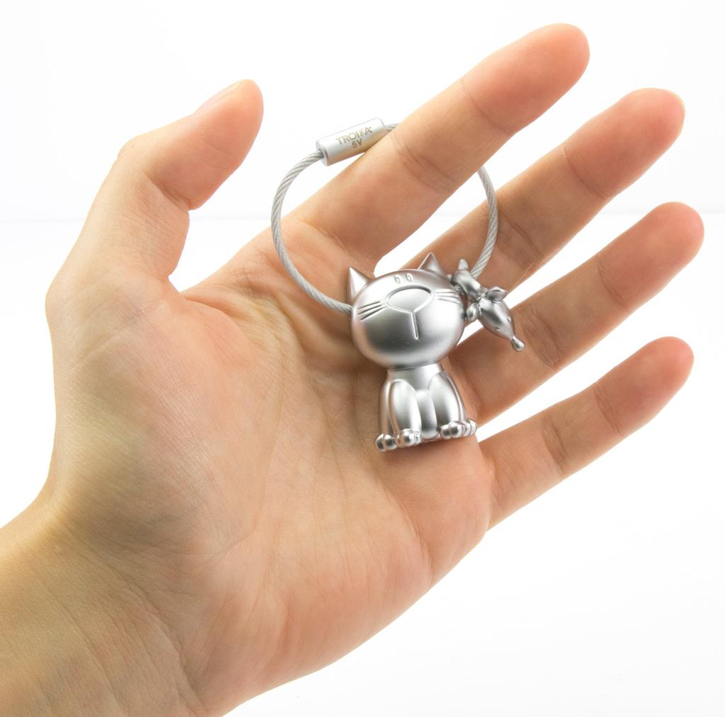 TROIKA Cat and Mouse Keychain, Cat + Mouse, Cat Goods, Key Ring, Accessory, Charm