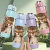 1PC Fierce Faced Tabby Cat 750ml Color Plastic Sports Water Bottle Leakproof Flip Straw Lid Suitable for Sports Office Home Use