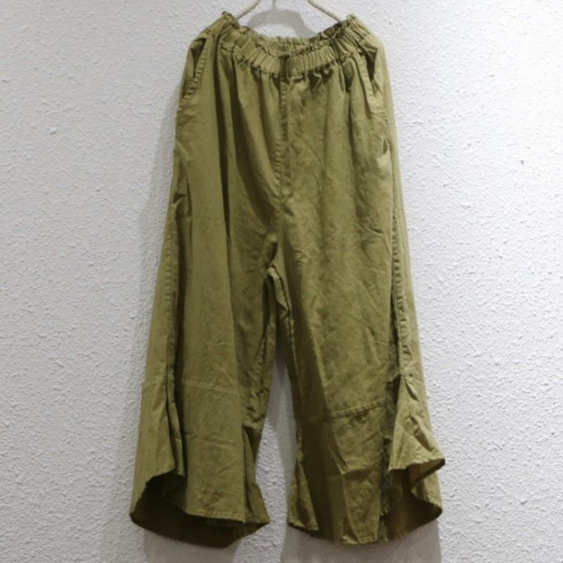 

Johnature Женские винтажные широкие брюки с эластичной талией, весенние однотонные брюки, женские свободные длинные брюки One Size зелёный