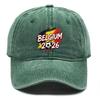 Sun Hat With 2026 Football Soccer "BELGIUM" Flag Printed , Adjustable Baseball Cap Curved Brim Cozy Trendy Sweatband Sports Hat