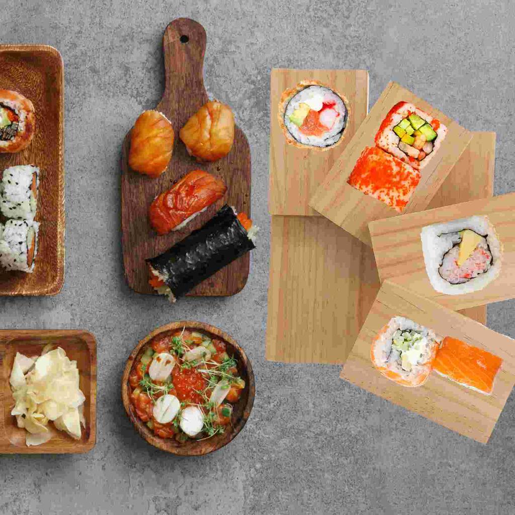 Sushi Boat Serving Tray Plate Rotating Wood Appetizer Plates Dinner Japanese Dishes