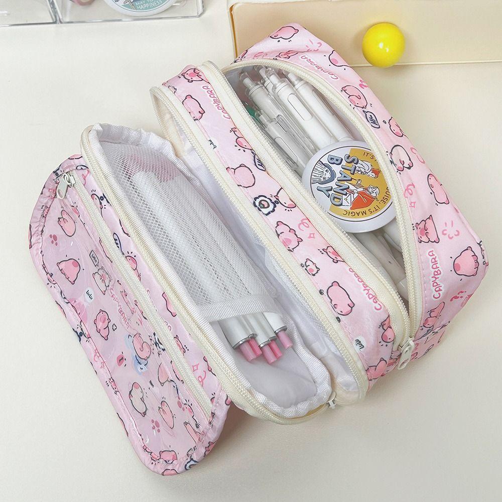 Large Capacity Pen Bag Three-layer Stationery Bag Minimalist Storage Bag  Gift