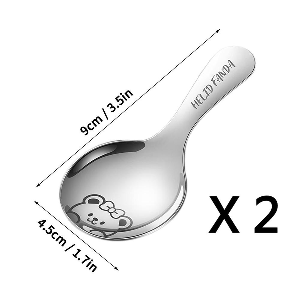 Cuillère à sel mignonne Acier inoxydable 304 Cuillère à dessert pour enfants Manche court Cuillère à glace Cuisine Mini pelle à condiments