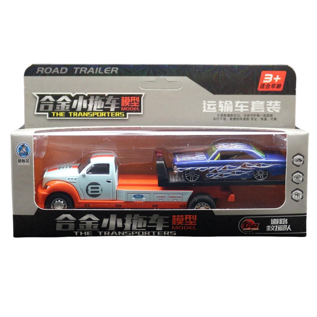 Alloy Simulation Trailer Double Decker Truck Tractor Model Toy Collection For
