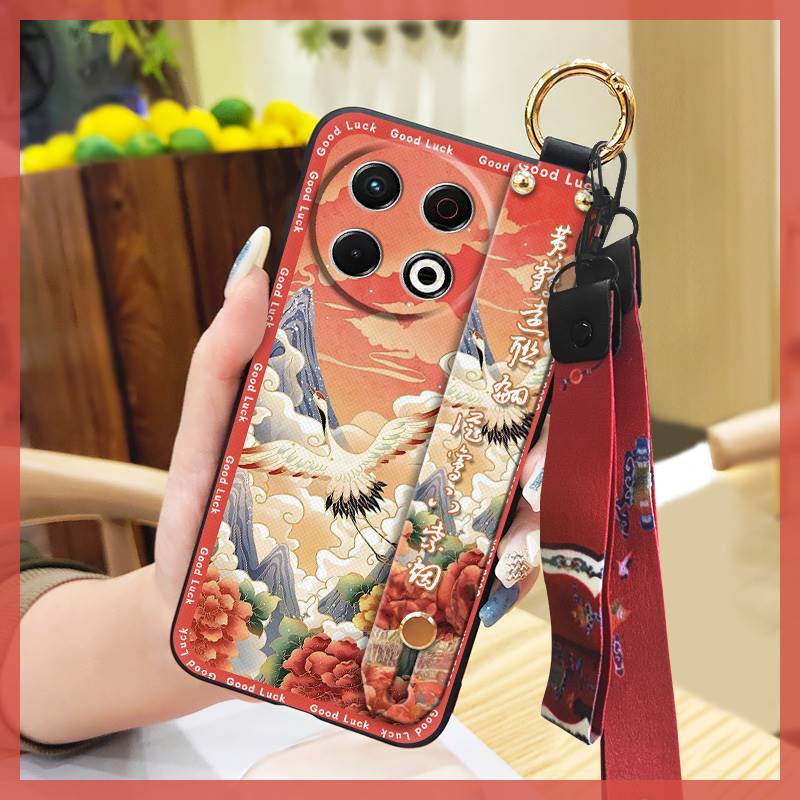 Phone Holder Silicone Phone Case For Tecno Spark30 Pro 4G/KL7 Kickstand Fashion Anti-knock Wrist Strap Soft Case Ring