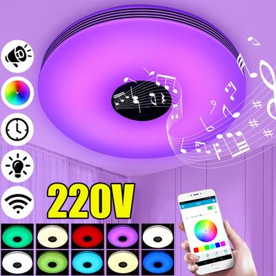 Hudba RGB LED Stropné Svetlo Lampa Zapustené Okrúhle Hudobná Aplikácia bluetooth Reproduktor Smart Stropná Lampa 36W/72W
