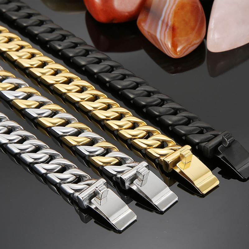 Pánský náramek 12 mm široký řetízek z nerezové oceli s přívěsky na ruku pro muže, vintage pánské šperky, doplňky