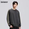 Men's American Retro Color Block Stripe Round Neck Sweatshirt