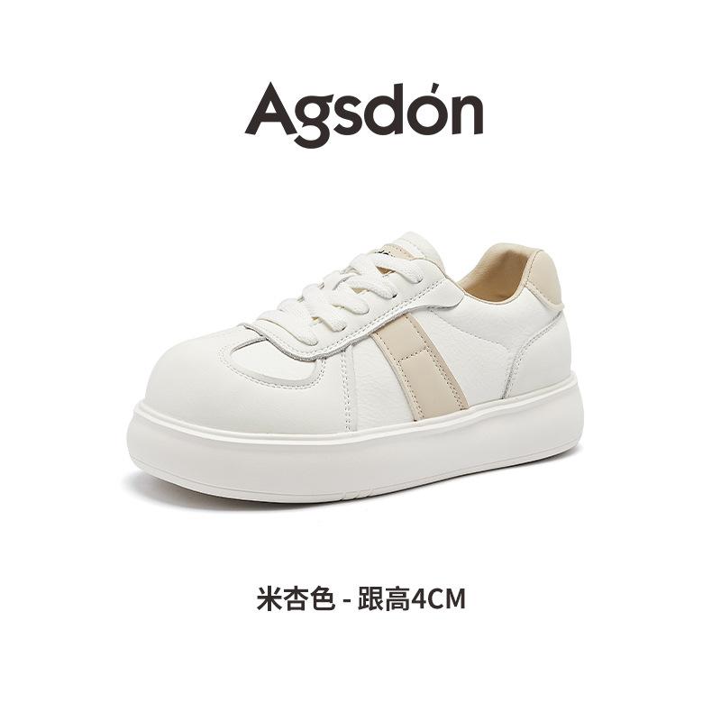 Augusteng Platform White Shoes Women's 2025 New Spring and Summer Light Casual Sports Board Shoes Muffin German Training Shoes