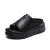 Johnature Ciabatte Zeppa Donna Suola Spessa Vera Pelle Comode Retro Sandali da Esterno
