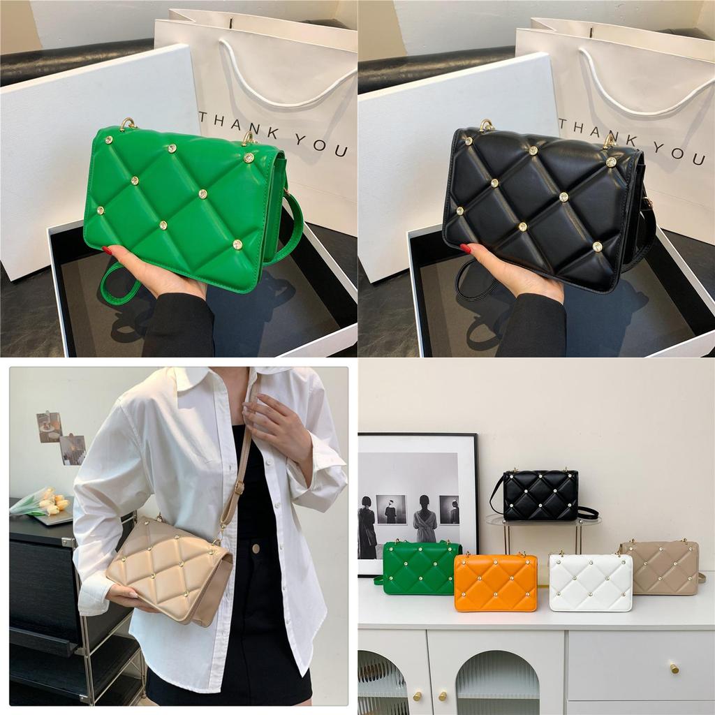 Trendy French Style Grid Small Shoulder Bag 2023 Autumn Winter New Square Bag