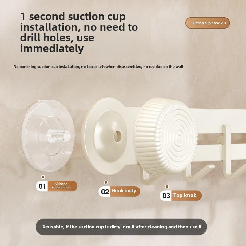 Saugknapfhaken ohne Bohren, Küchen-Badezimmer-Haken ohne Spuren, Haushalts-Wandgarderobenhaken, multifunktionales Aufbewahrungsregal