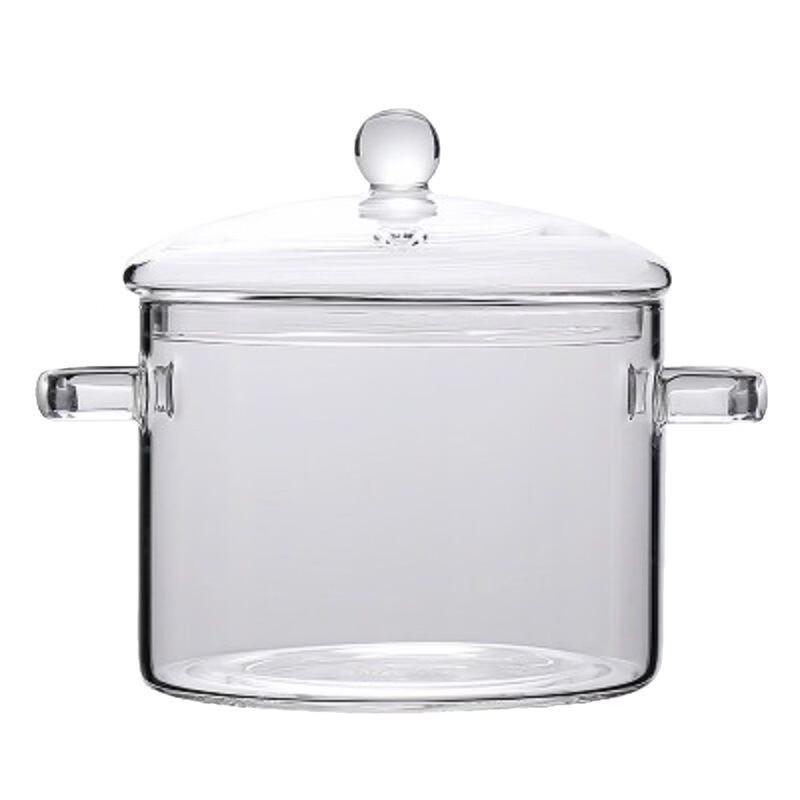 ZISIZ Double-Handle Transparent Glass Cooking Pot