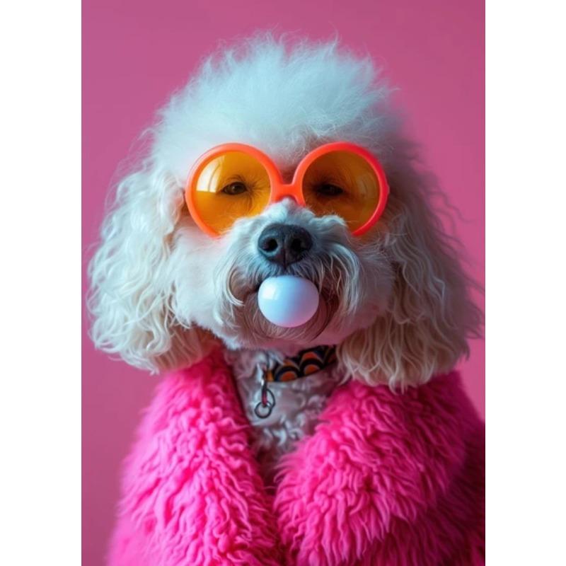 Zvířata Vtipné Tisky Pes Barevné Žvýkačkové Sluneční Brýle Plakát Samojed Francouzský Buldoček Malba na Plátno Nástěnné Umění Obrázek Domácí Dekorace