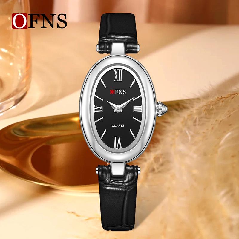 Waterproof Women's Quartz Watch with Solid Steel Band and Simple Oval Design