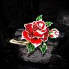 Alloy Rhinestone Brooch Luxury Enamel Fashion Rose-flower Brooches  Jewelry Accessories Gift
