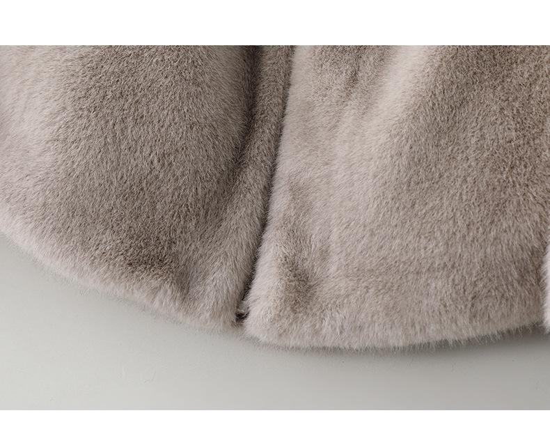 2024 Women's Short Hooded Winter Coat - Thickened Golden Mink Fleece, Eco-Friendly Faux Fur Jackets