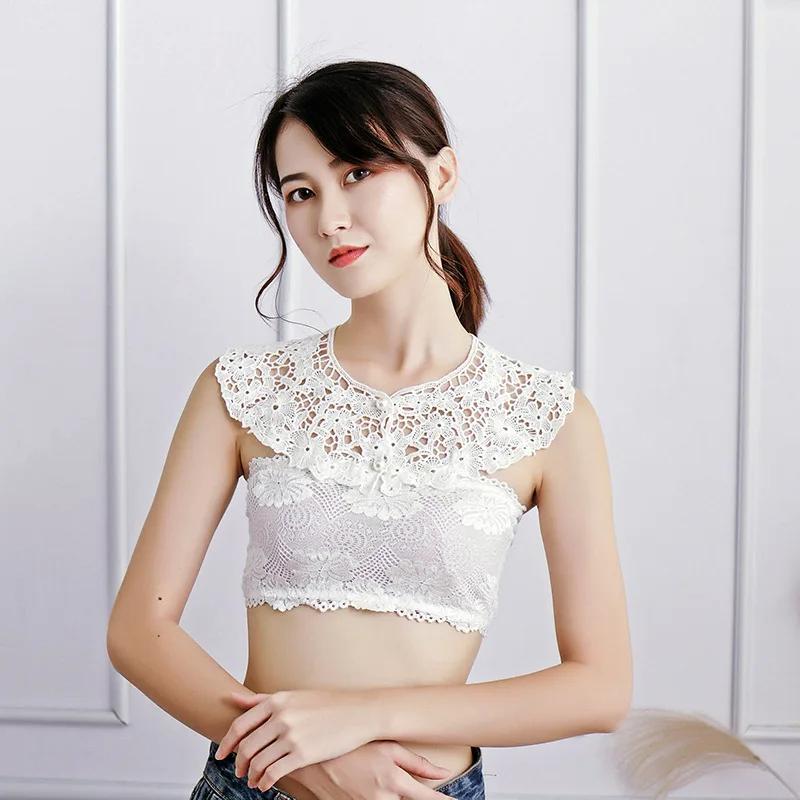 Autumn Women's Chiffon Fake Collar Ladies Detachable Lace Floral False Collar Blouse Top Women Doll Collars Clothes Decor