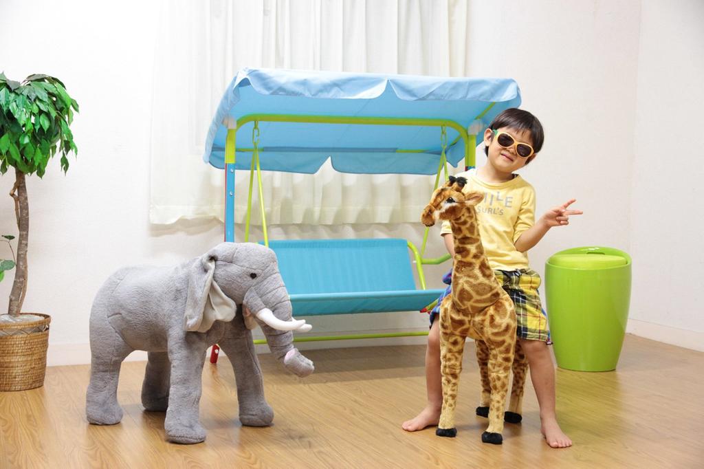 Fuji Boeki Animal Stool, a stuffed animal you can sit on, width 24 x depth 55 x height 90cm, giraffe, load capacity 80kg, 47301