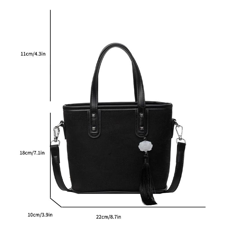 New Business Fashion Versatile Solid Black Silver Women's Bag Single Shoulder Bag Crossbody Bag