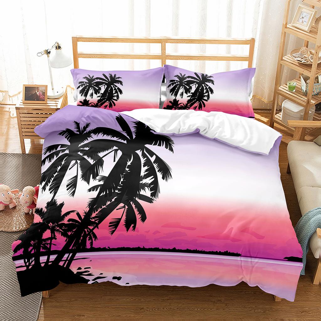 Coconut Duvet Cover Set Coconut Tree Pattern Quilt Cover for Boys Girls Kids Bedroom Decor Double Single Size Comforter Cover
