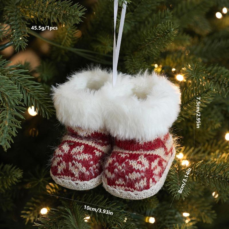 Red Fabric Small Boots Pendant Christmas Ornament Christmas Eve Gift Christmas Tree Car Pendant Decoration