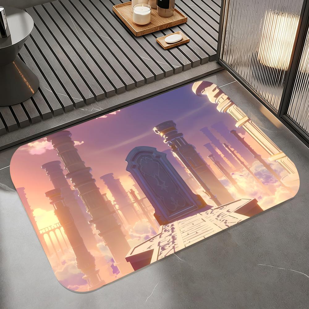 

Anime A-Adventure Time Floor Mat Diatomite Bath Mat, Quick Dry Absorbent Non-Slip Door Mat 50cm x 80cm