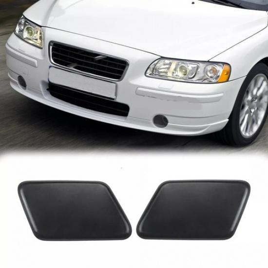 2Pcs For 2005-2009 Volvo S60 Front Headlight Washer Cover Black Left+Right Side