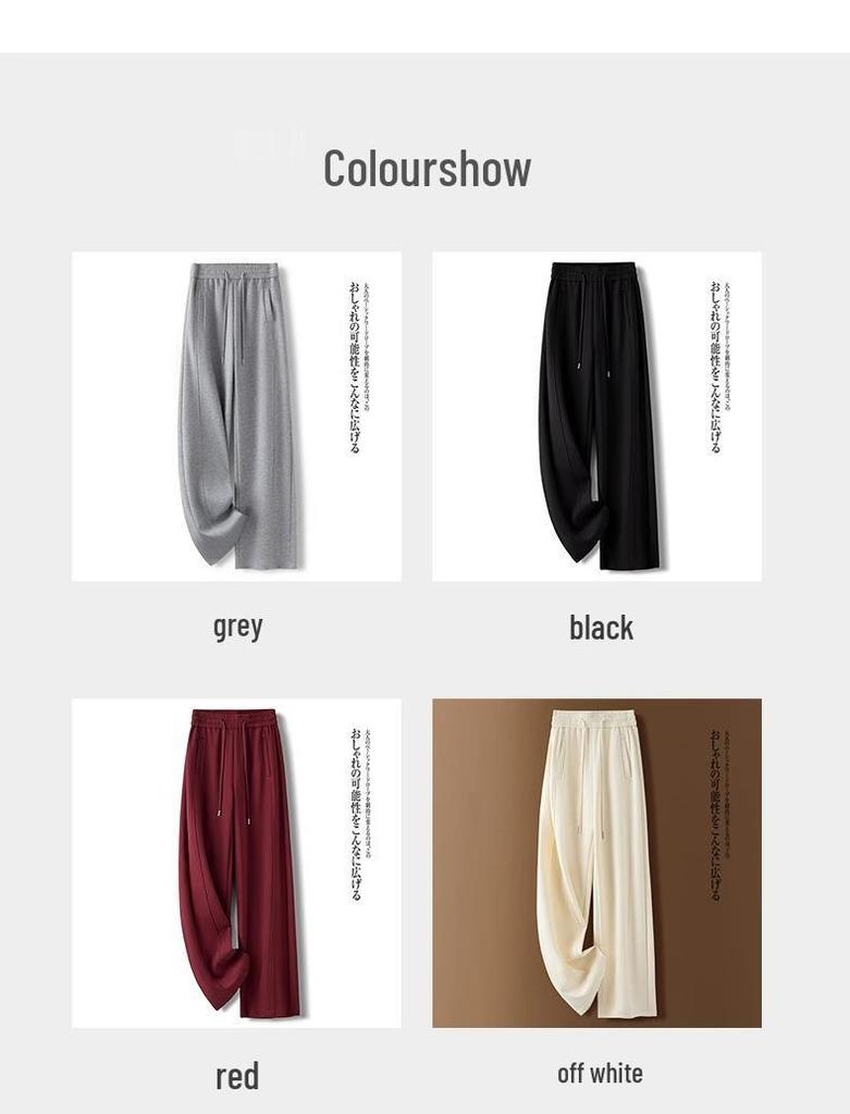 Elegant Gray High-Waisted Wide-Leg Pants for Women - Autumn 2025 Collection, Loose Fit, Floor-Length Casual Straight-Leg Design